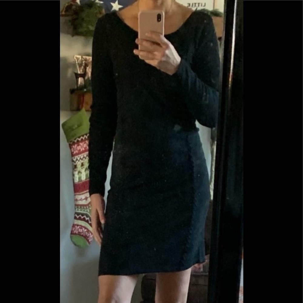 INC Black Faux Suede Sweater Midi dress Sz SM NWOT - Picture 3 of 10